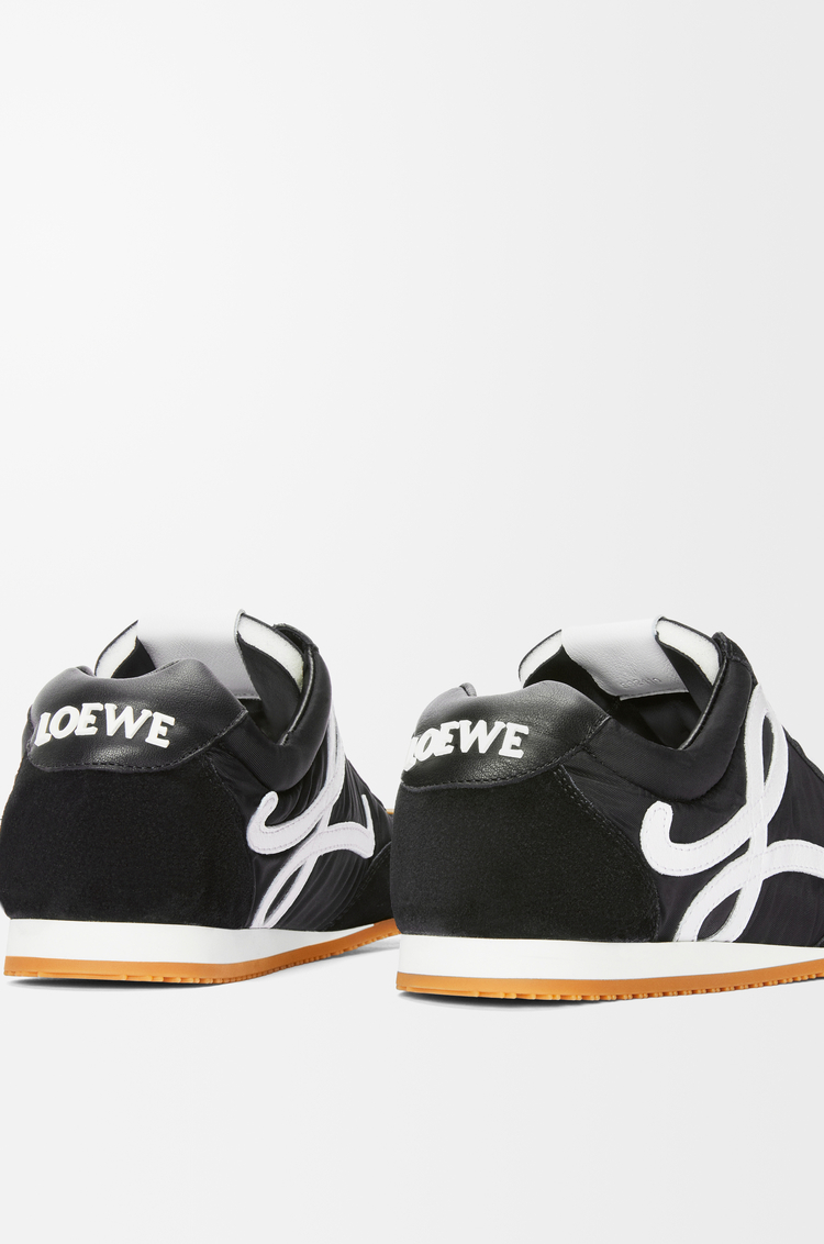 LOEWE Ballet Runner 2.0 in Nylon and Calfskin Black/White MBR2282X09-1102