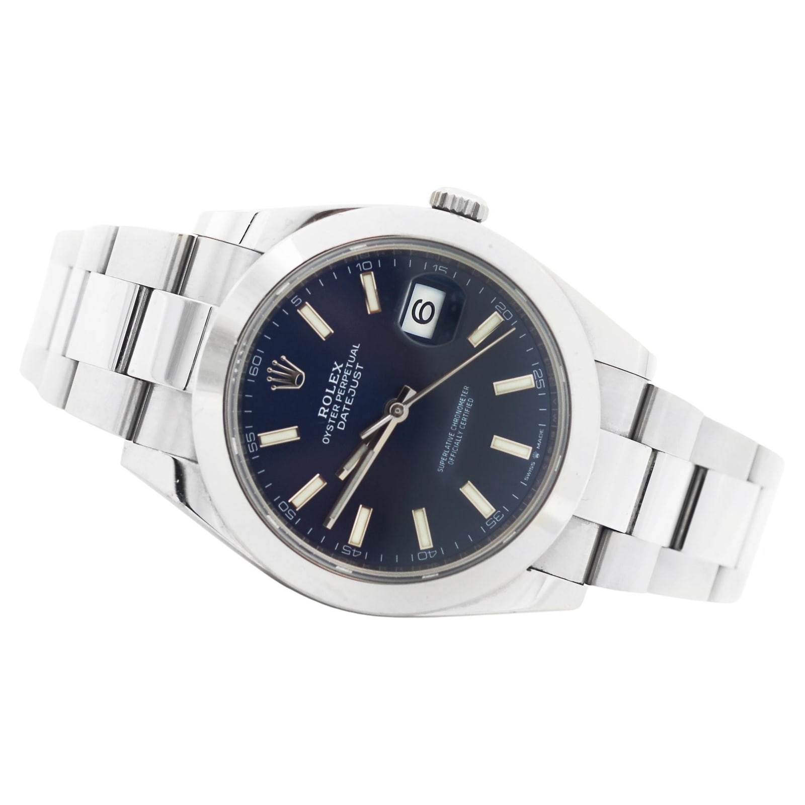 Rolex Datejust 41mm Oystersteel Smooth Bezel Blue Dial 126300